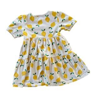 Hanna Andersson Lemon Print Short Sleeve Cotton Dress Size 3T